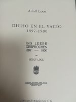 ADOLF LOOS - DICHO EN EL VACIO